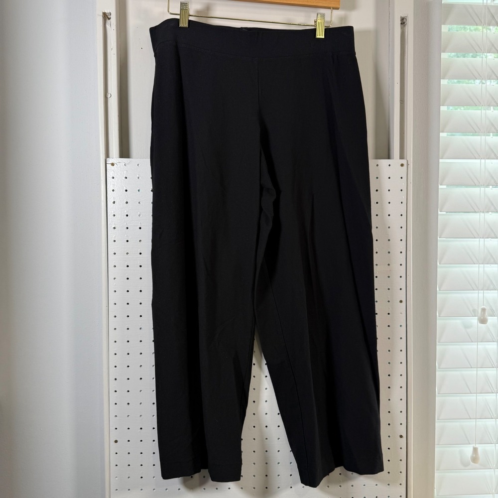 Eileen Fisher Pull On Pants Women's Black Stretch Elastic Waist Classic - Large